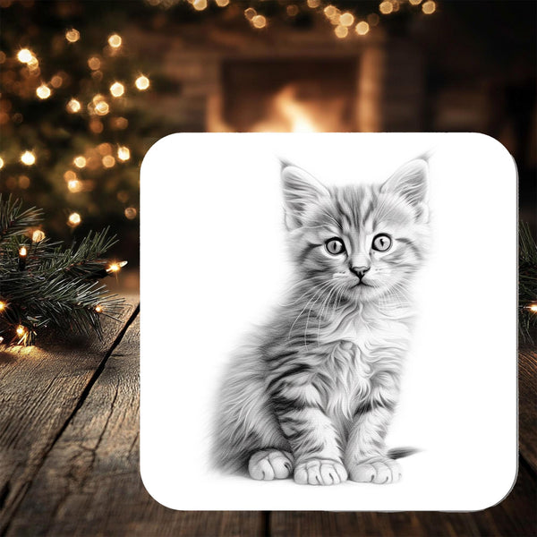 Tabby Kitten Coaster Gift: personalised with any Wording