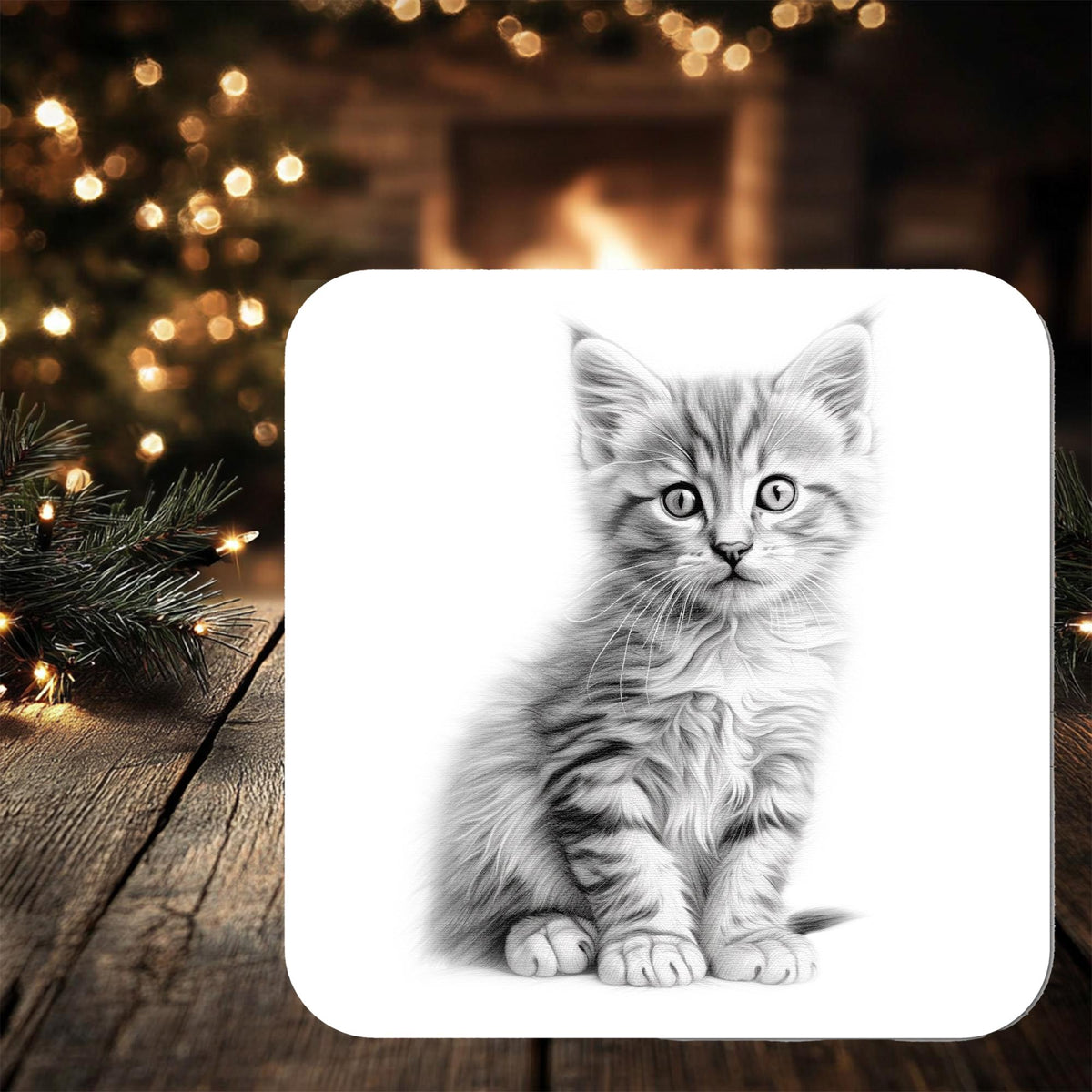 Tabby Kitten Coaster Gift: personalised with any Wording