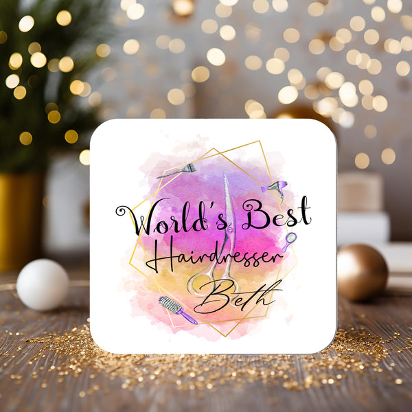 Hairdresser Coaster Gift: For Your Favourite Stylist, can be personalised