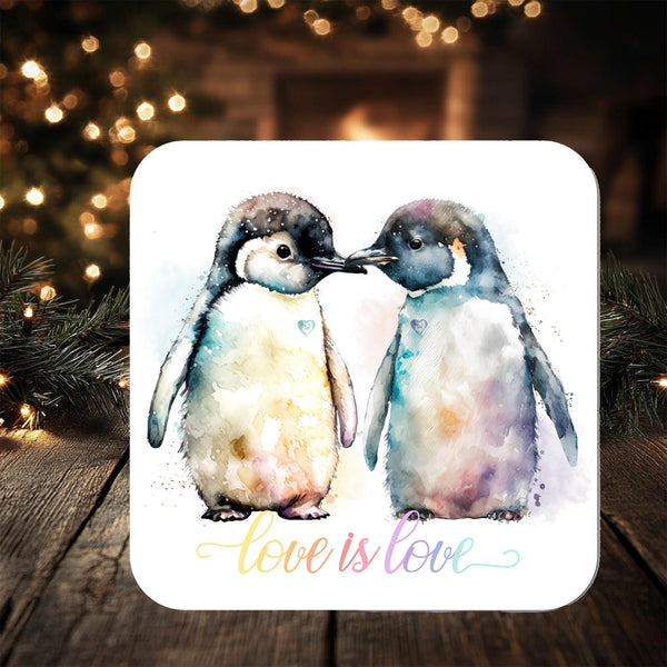 Pride Penguin Coaster Gift: can be personalised