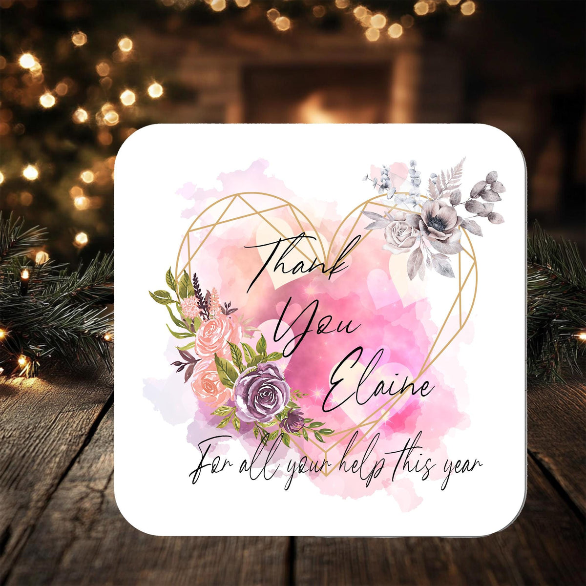 Thank You Coaster Gift: can be personalised with any message