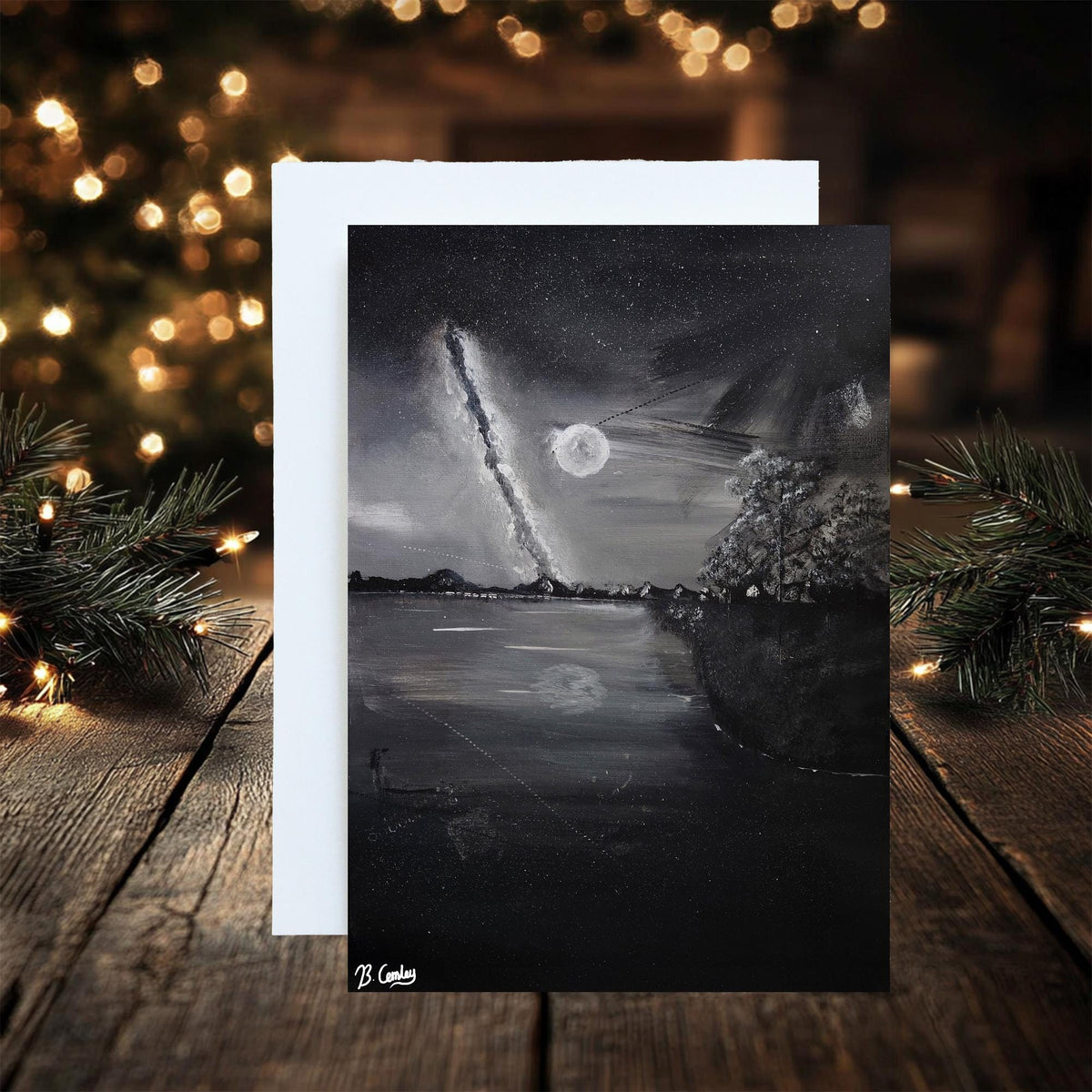 Moonlight Walk A5 Greetings Card, can be personalised