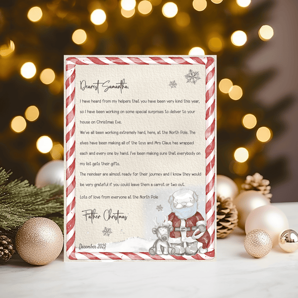 Letter from Father Christmas, sketchy personalised letter from Santa, make them believe - Rainbowprint.uk