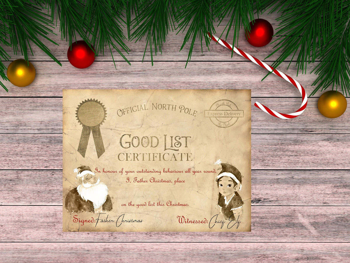 Letter from Santa plus Good List Certificate: Personalised Bundle - Rainbowprint.uk