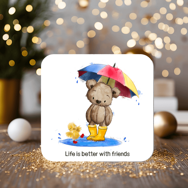 Life Is Better With Friends Coaster personalised with any wording - Rainbowprint.uk