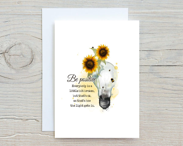 Lightbulb Bee Mental Health Glossy A5 Personalised Greetings Card, can be personalised with any name if required, motivate, help, support - Rainbowprint.uk