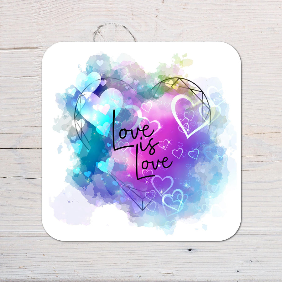 Love Is Love Coaster personalised with any wording, LGBTQ, Pride, Rainbow, ideal gift - Rainbowprint.uk