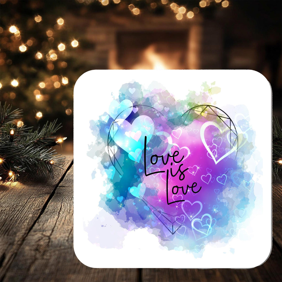 Love Is Love Coaster personalised with any wording: LGBTQ, Pride, Rainbow, ideal gift - Rainbowprint.uk