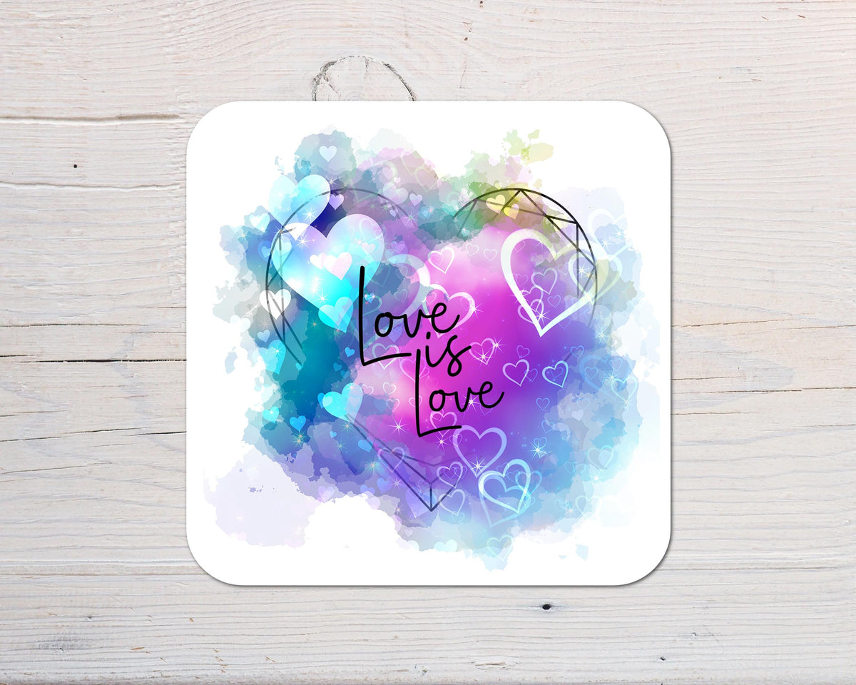 Love Is Love Coaster personalised with any wording: LGBTQ, Pride, Rainbow, ideal gift - Rainbowprint.uk