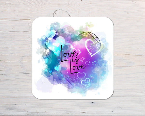 Love Is Love Coaster personalised with any wording: LGBTQ, Pride, Rainbow, ideal gift - Rainbowprint.uk