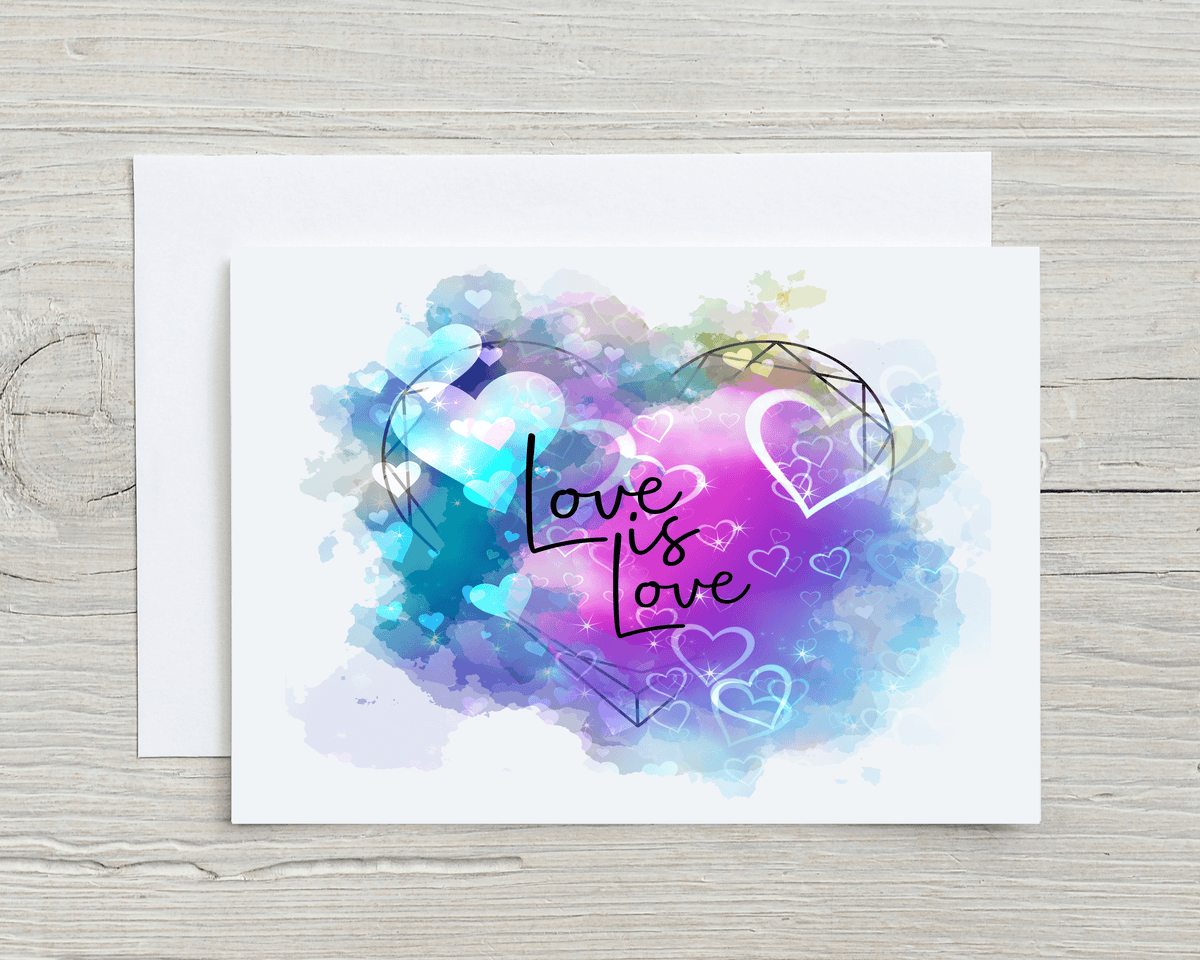 Love Is Love Personalised A5 Glossy Greetings Card Any Name On The Front - Rainbowprint.uk