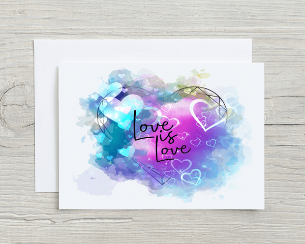 Love Is Love Personalised A5 Glossy Greetings Card Any Name On The Front - Rainbowprint.uk