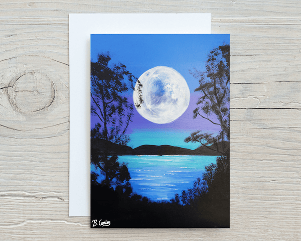 Moon 2 Print, A4 printed on 260gsm glossy canvas art card - Rainbowprint.uk