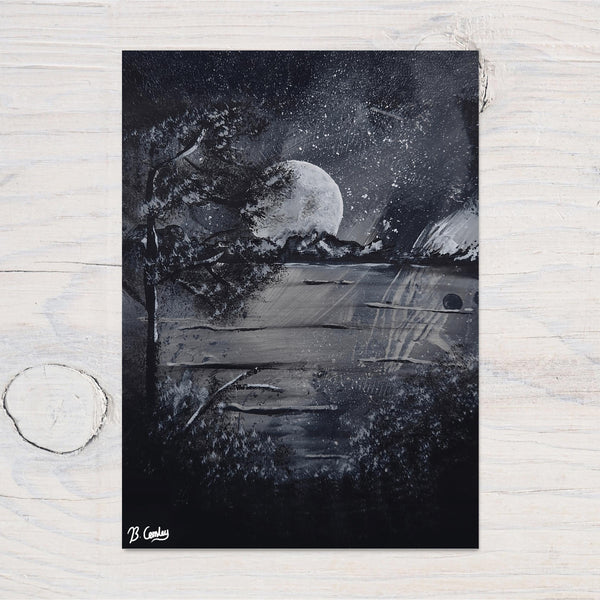 Moon Mountains A4 Print on 260gsm Glossy Art Card: ideal Wall Decor - Rainbowprint.uk