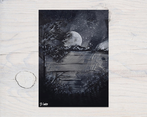 Moon Mountains" A4 Print on 260gsm Glossy Art Card, ideal Wall Decor - Rainbowprint.uk