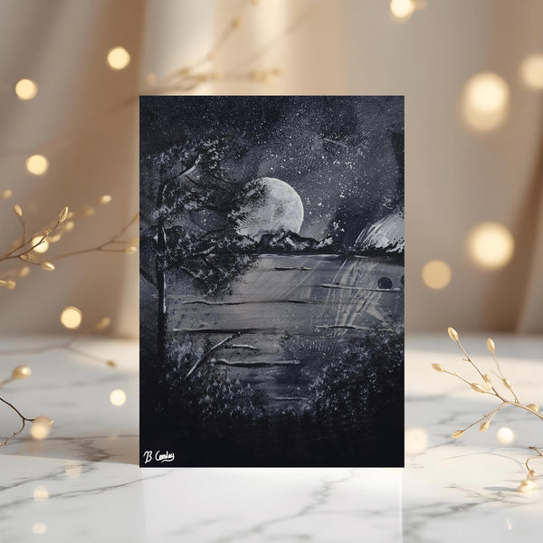 Moon Mountains A4 Print on 260gsm Glossy Art Card: ideal Wall Decor - Rainbowprint.uk