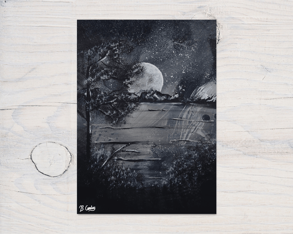 Moon Mountains Greetings Card, can be personalised - Rainbowprint.uk