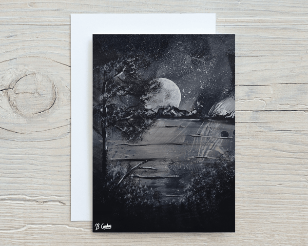 Moon Mountains Greetings Card, can be personalised - Rainbowprint.uk