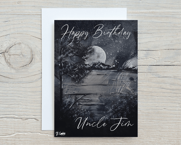 Moon Mountains Greetings Card, can be personalised - Rainbowprint.uk