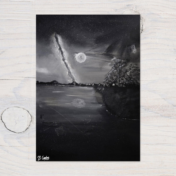 Moonlight Walk Original Painted Canvas 20x20x1.5cm - Rainbowprint.uk