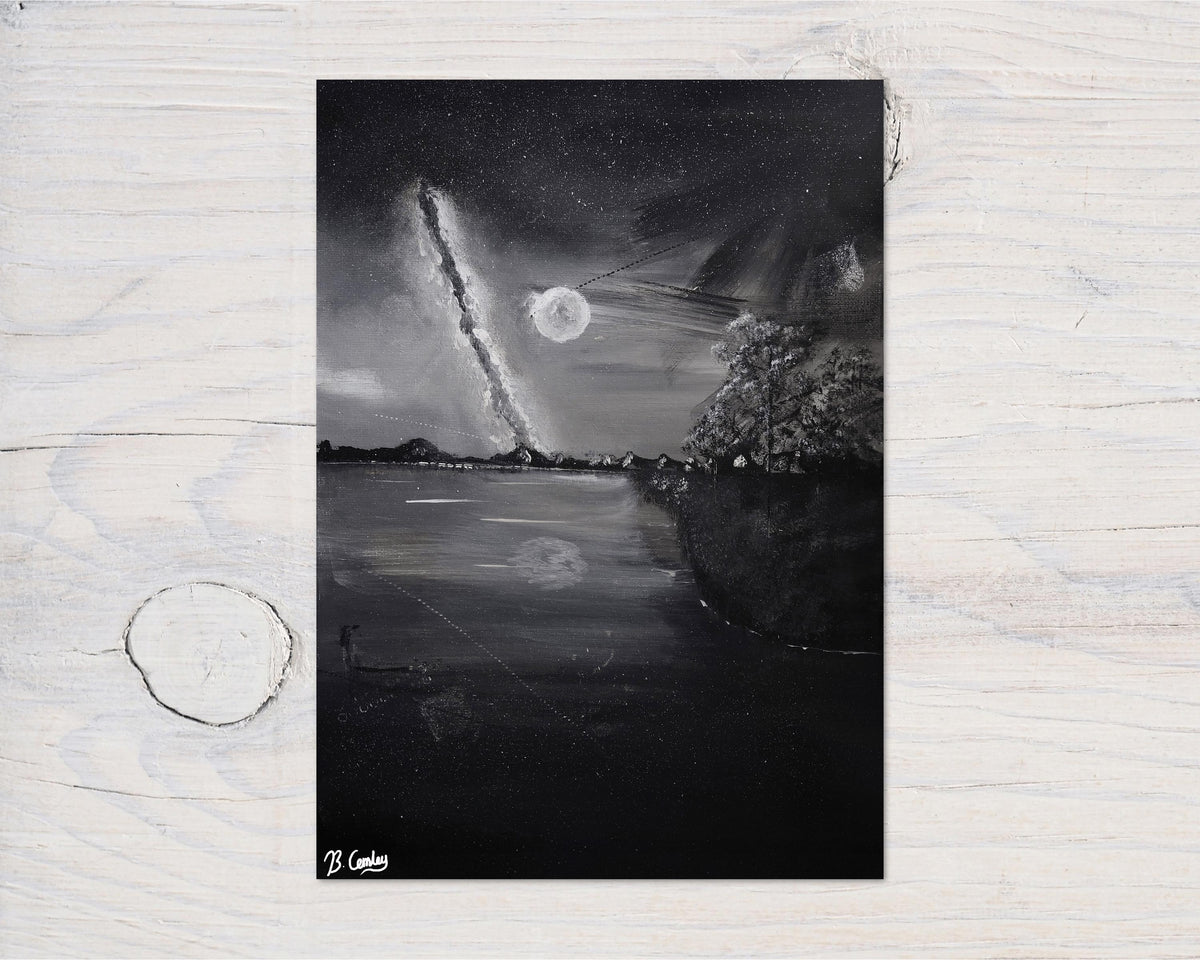 Moonlight Walk Original Painted Canvas 20x20x1.5cm - Rainbowprint.uk