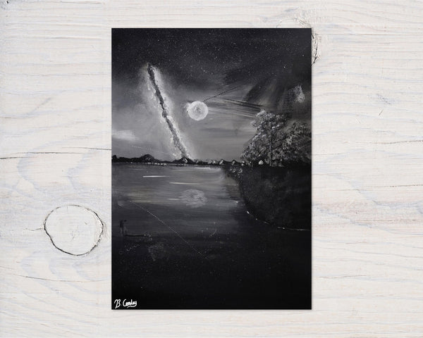 Moonlight Walk Original Painted Canvas 20x20x1.5cm - Rainbowprint.uk