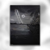 Moonlight Walk Original Painted Canvas 20x20x1.5cm - Rainbowprint.uk