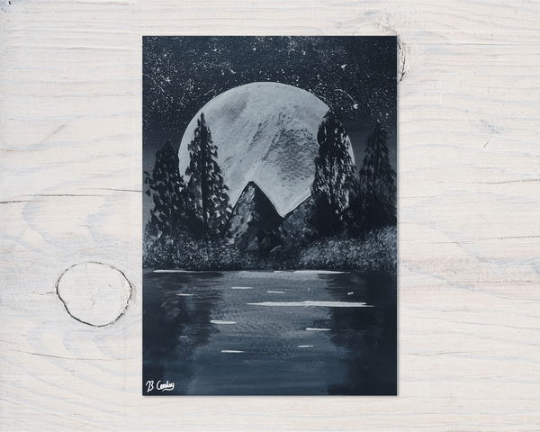 Mountain Moon A5 Greetings Card, can be personalised - Rainbowprint.uk