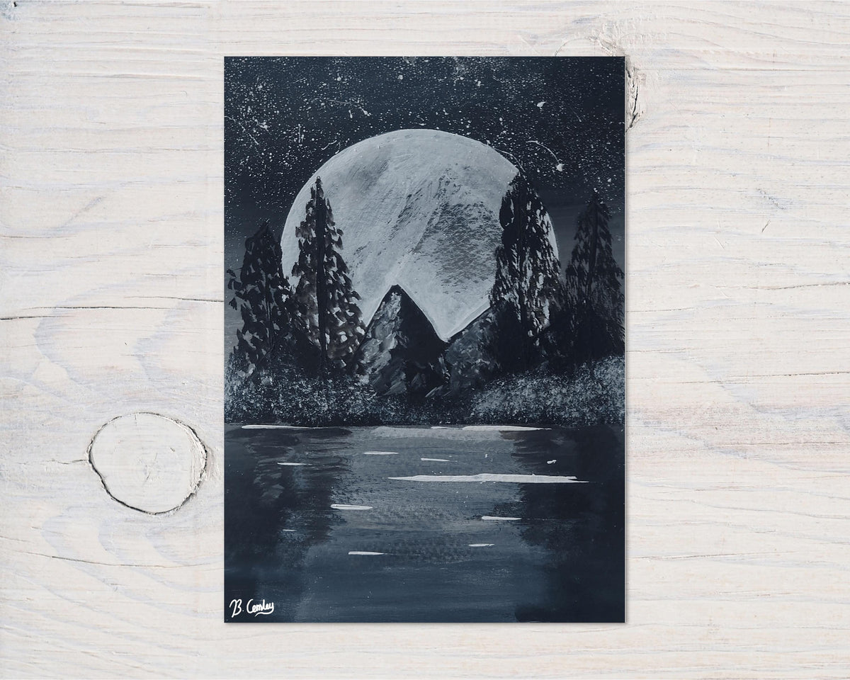 Mountain Moon A5 Greetings Card, can be personalised - Rainbowprint.uk