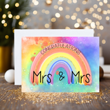 Mrs & Mrs Congratulations Personalised Greetings Card LGBTQ - Rainbowprint.uk