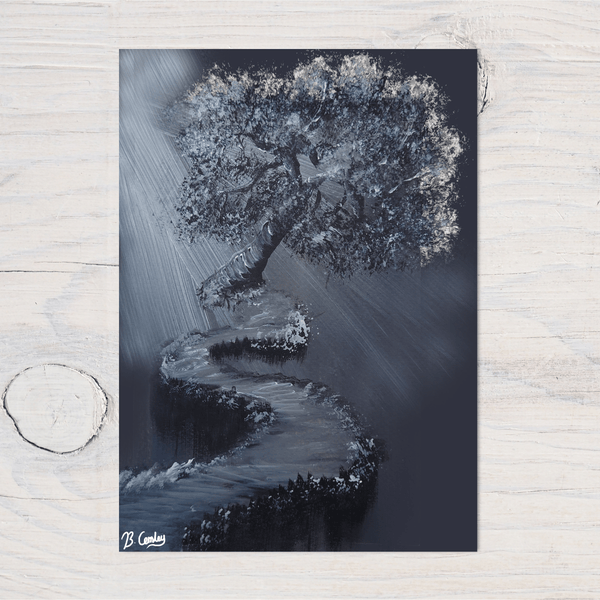 Mysterious Tree Ledge A5 Glossy Greetings Card, can be personalised - Rainbowprint.uk