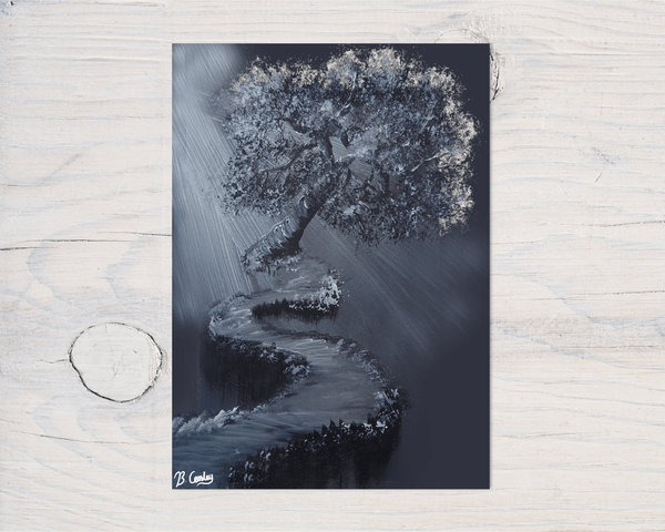 Mysterious Tree Ledge A5 Glossy Greetings Card, can be personalised - Rainbowprint.uk