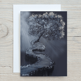 Mysterious Tree Ledge A5 Glossy Greetings Card, can be personalised - Rainbowprint.uk