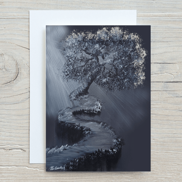Mysterious Tree Ledge A5 Glossy Greetings Card, can be personalised - Rainbowprint.uk