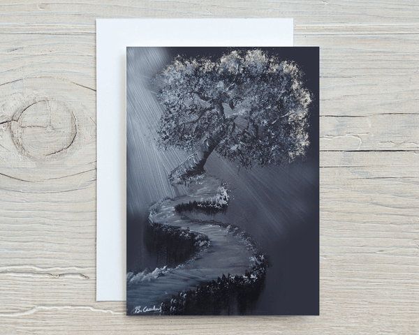 Mysterious Tree Ledge A5 Glossy Greetings Card, can be personalised - Rainbowprint.uk