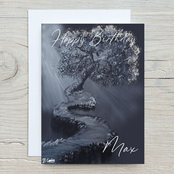 Mysterious Tree Ledge A5 Glossy Greetings Card, can be personalised - Rainbowprint.uk