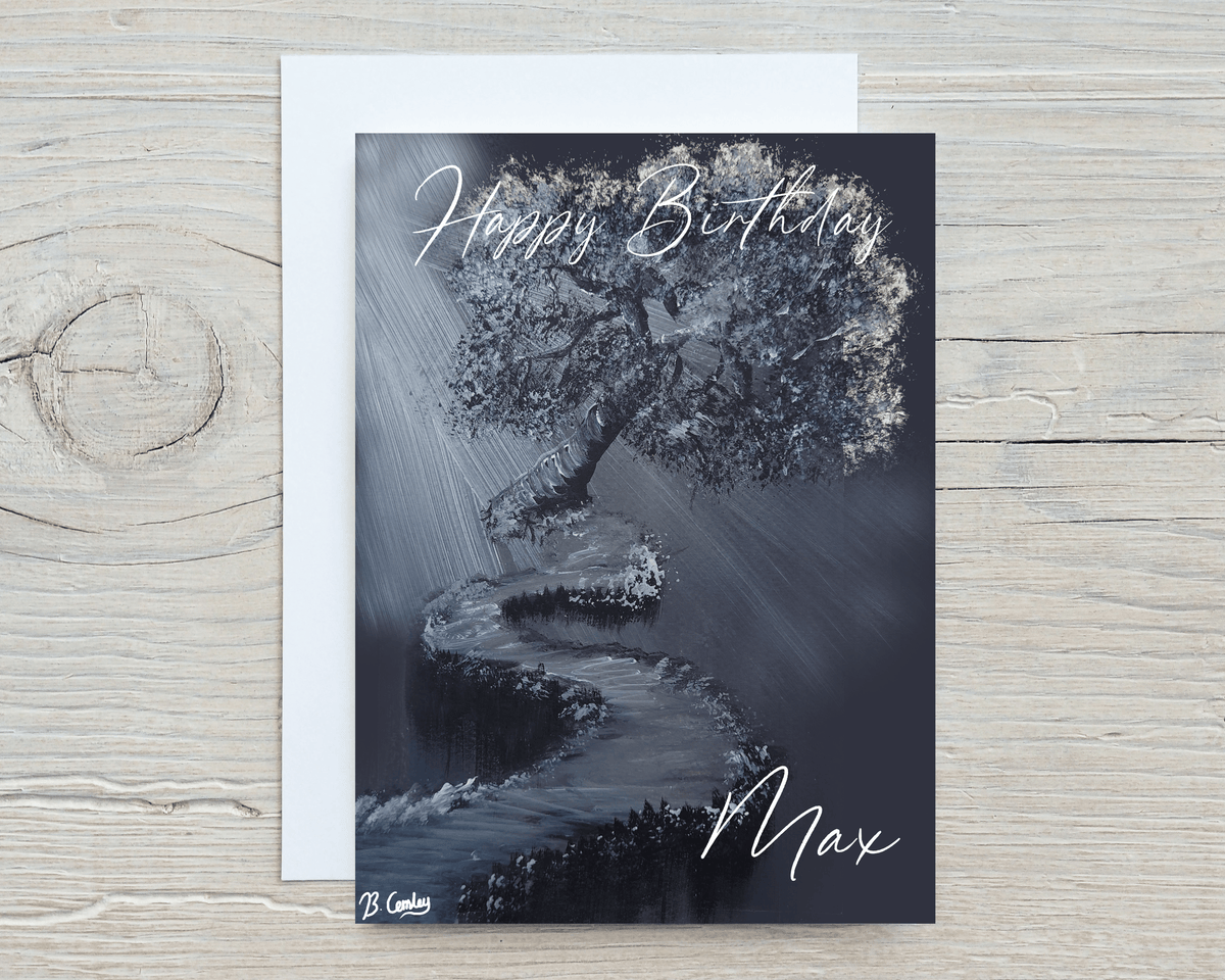Mysterious Tree Ledge A5 Glossy Greetings Card, can be personalised - Rainbowprint.uk