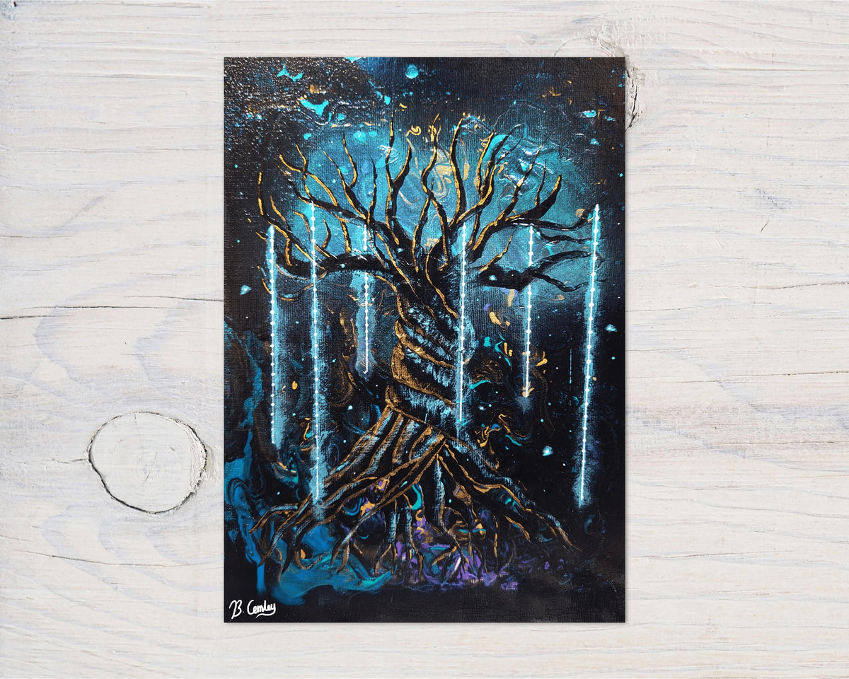 Mystic Tree A5 Glossy Greetings Card, can be personalised - Rainbowprint.uk