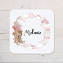 New Baby Bear Pink Design Coaster personalised with any Wording, Message - ideal gift - Rainbowprint.uk