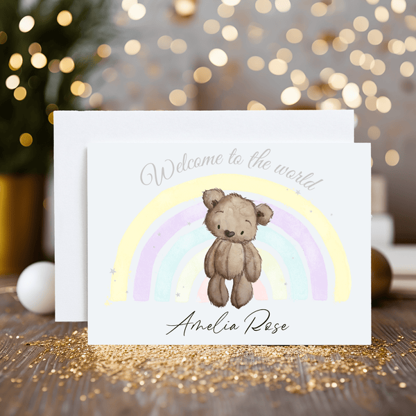 New Baby Greetings Card: can be personalised - Rainbowprint.uk