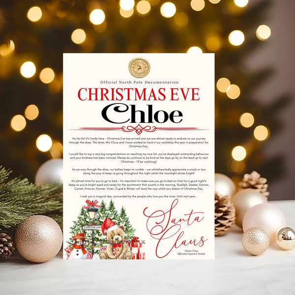 North Pole "Christmas Eve" Certificate signed by Santa Claus personalised 2025 Keepsake, help them believe in Santa, choose of 2 colours! - Rainbowprint.uk