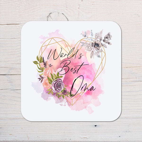 Oma Coaster Gift: can be personalised - Rainbowprint.uk