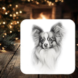 Papillion Dog Coaster Gift: personalised with any wording - Rainbowprint.uk