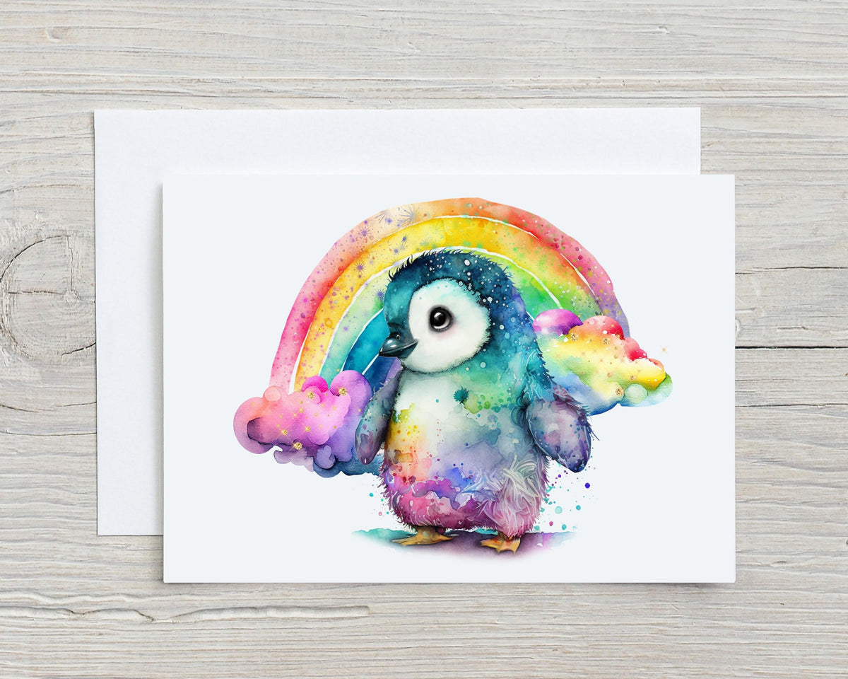 Penguin LGBTQ Greetings Card: can be personalised - Rainbowprint.uk