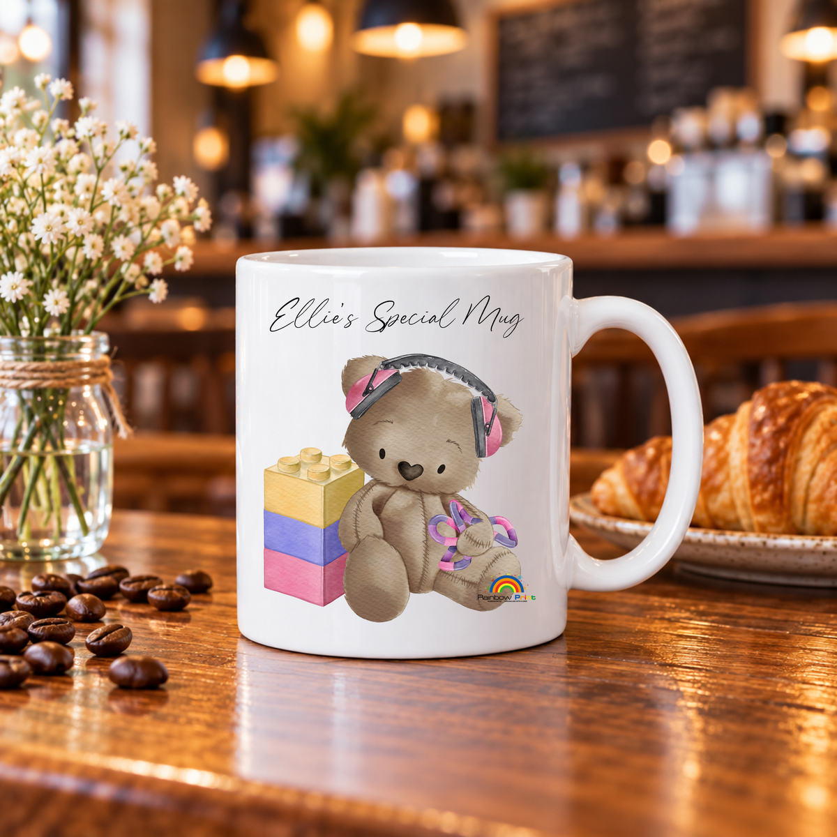 Messages Messages Personalised Autism Sensory Bear Mug, Custom Name or Message, 11oz Cer