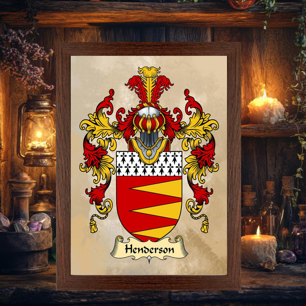 Personalised Coat of Arms & Surname History Print: Unique Fantasy Wedding Anniversary Gift - Rainbowprint.uk