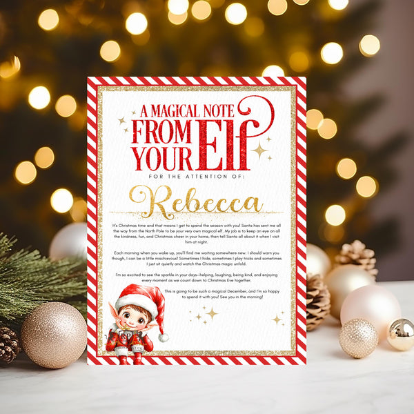 Personalised Elf Note Certificate - Christmas Keepsake - Rainbowprint.uk