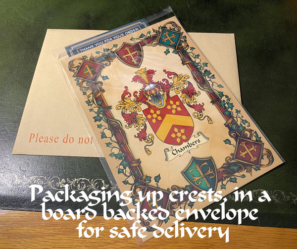 Personalised Family Crest Greetings Card: Heraldry Art - A5 Glossy Card - Rainbowprint.uk