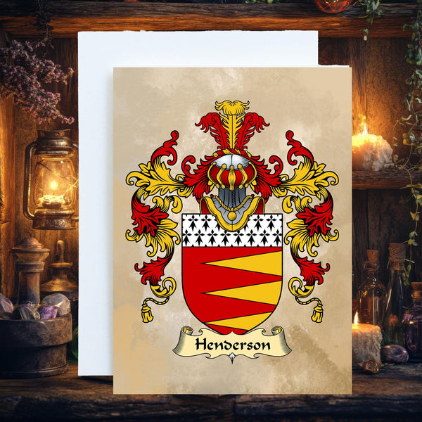 Personalised Family Crest Greetings Card: Heraldry Art - A5 Glossy Card - Rainbowprint.uk