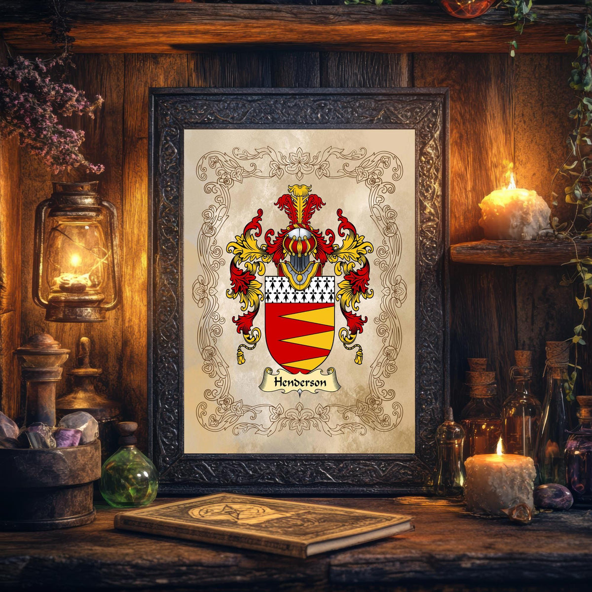 Personalised Family Crest Print: Genealogy Gift, Coat of Arms Wall Art, unframed - Rainbowprint.uk
